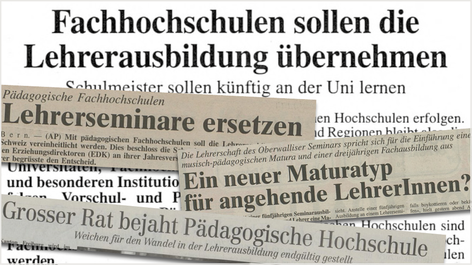 Schlagzeilen aus Zeitungen zum Thema neue Lehrerausbildung